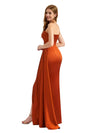 Modern One Shoulder Silky Satin Mermaid Long Bridesmaid Dresses Online Side Split