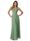 Sexy Halter V-Neck A-line Chiffon Floor-Length Bridesmaid Dresses