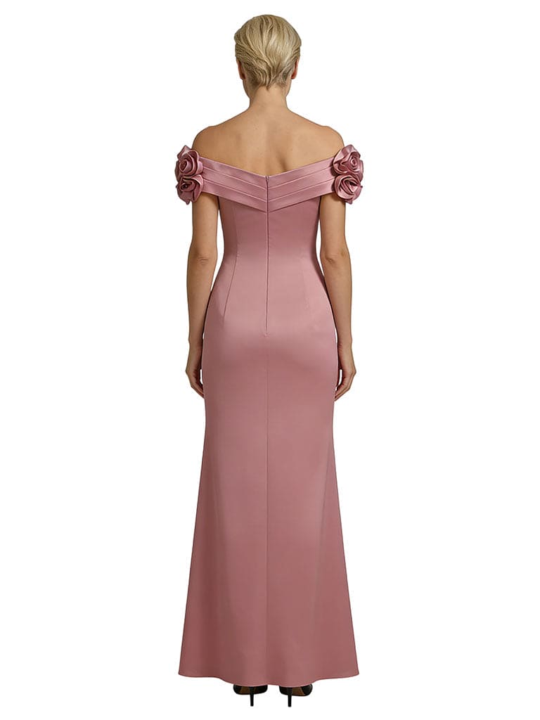 Mother Of The Groom Off Shoulder Side Slit Satin Mermaid Ruched Formal Bride Mother Wear