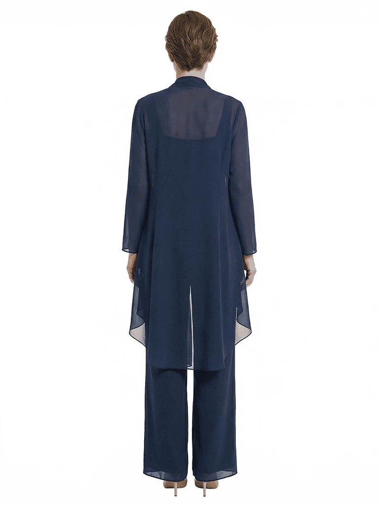 ChicSew Chiffon Mother Of The Bride Pant Suits With Long Jacket Three Piece Classy Outfits