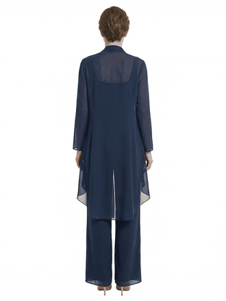 ChicSew Chiffon Mother Of The Bride Pant Suits With Long Jacket Three Piece Classy Outfits