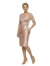 Elegant Lace 3/4 Sleeves Ruched Knee-Length Satin Mother Of The Bride Dresses