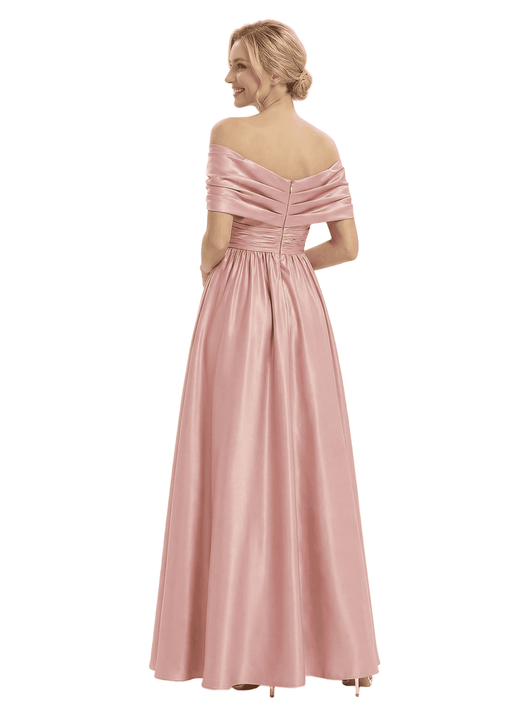 Elegant Off Shoulder Sleeveless A-Line Floor-Length Mother Of The Bride Dress