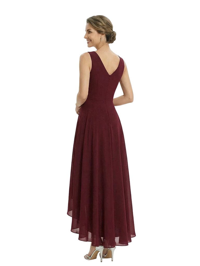 Elegant High-Low Flutter Sleeves V-Neck Beaded Mother of The Bride Gown and Jacket