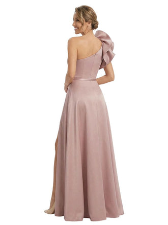 Beautiful One Shoulder Satin Floral Mermaid Mother Of The Bride Dresses Overskirt