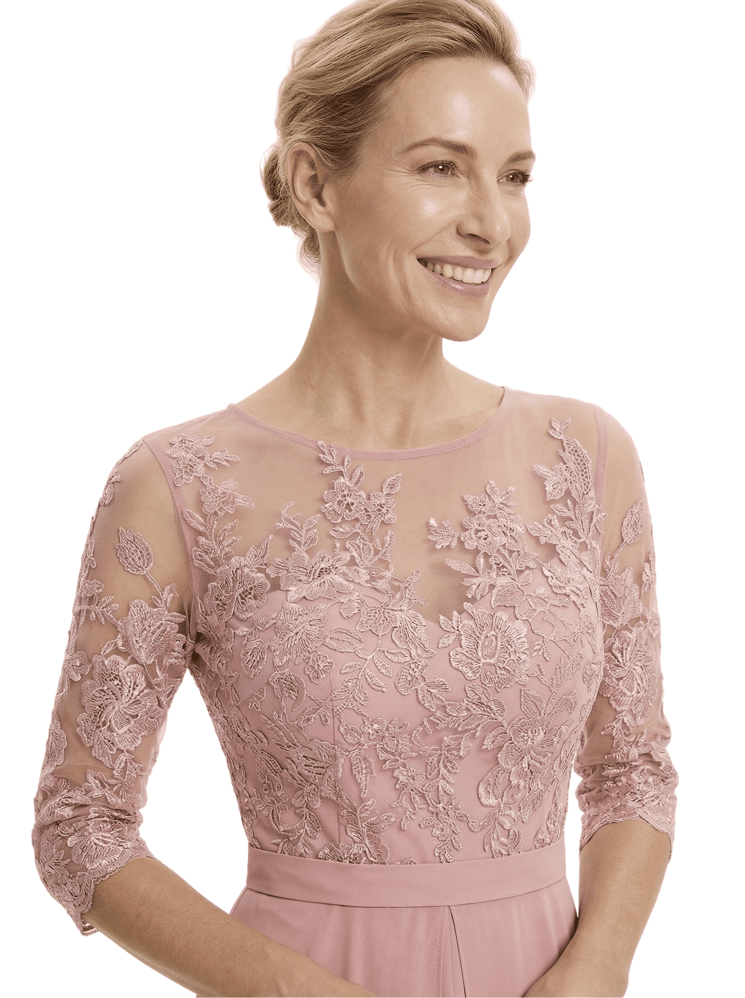 Chicsew Stylish Illusion 3/4 Sleeve Lace Mother of The Bride Jumpsuit Flowy Chiffon Modern Occasion Wear