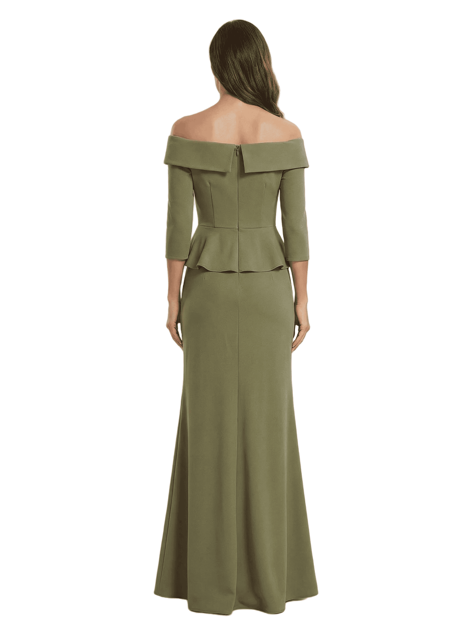 Chicsew Elegant Off Shoulder Ruffle Sheath Evening Gown Floor-Length Mother Of The Groom Dresses