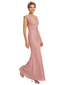 Elegant V-neck Sleeveless Ruched Mermaid Chiffon Mother Of The Bride Dress