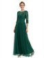 Elegant Boat Neck 3/4 Sleeves Lace  A-Line Chiffon Mother Of The Bride Dresses