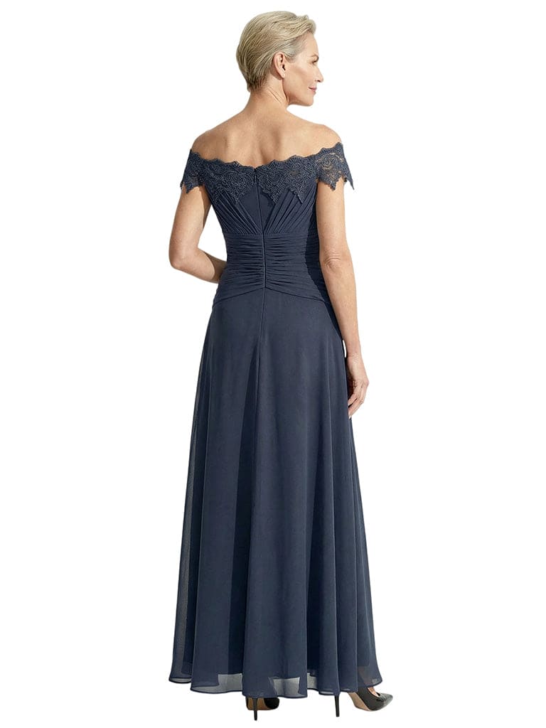 Pretty Off The Shoulder Lace Applique Mother of The Bride A-Line Gown