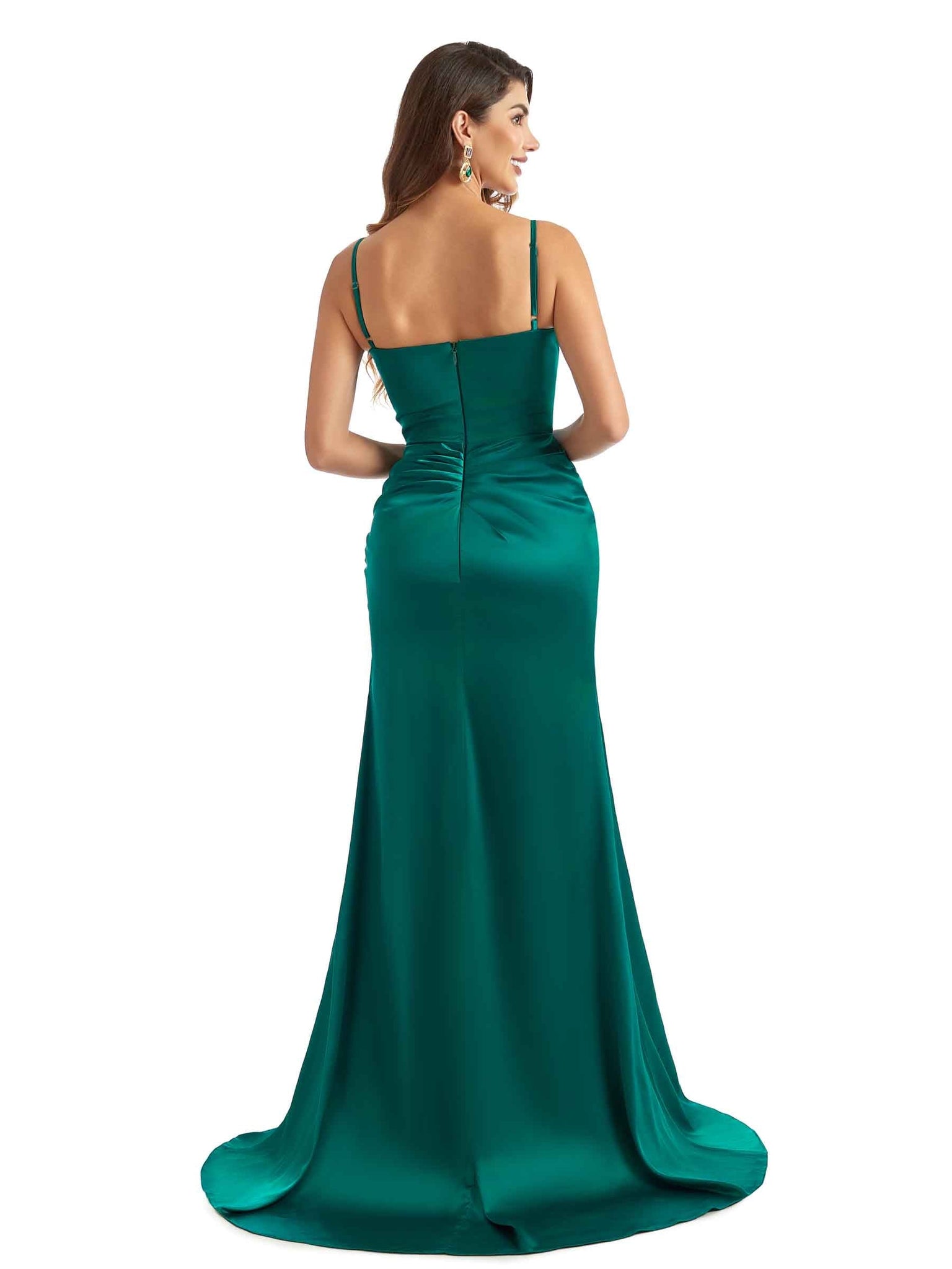 Sexy Side Split Formal Maxi Satin Modern Wedding Bridesmaid Dresses UK Online