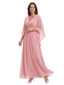Chicsew Stunning Long Flutter Sleeve Ruched Chiffon Mother of The Bride Gown