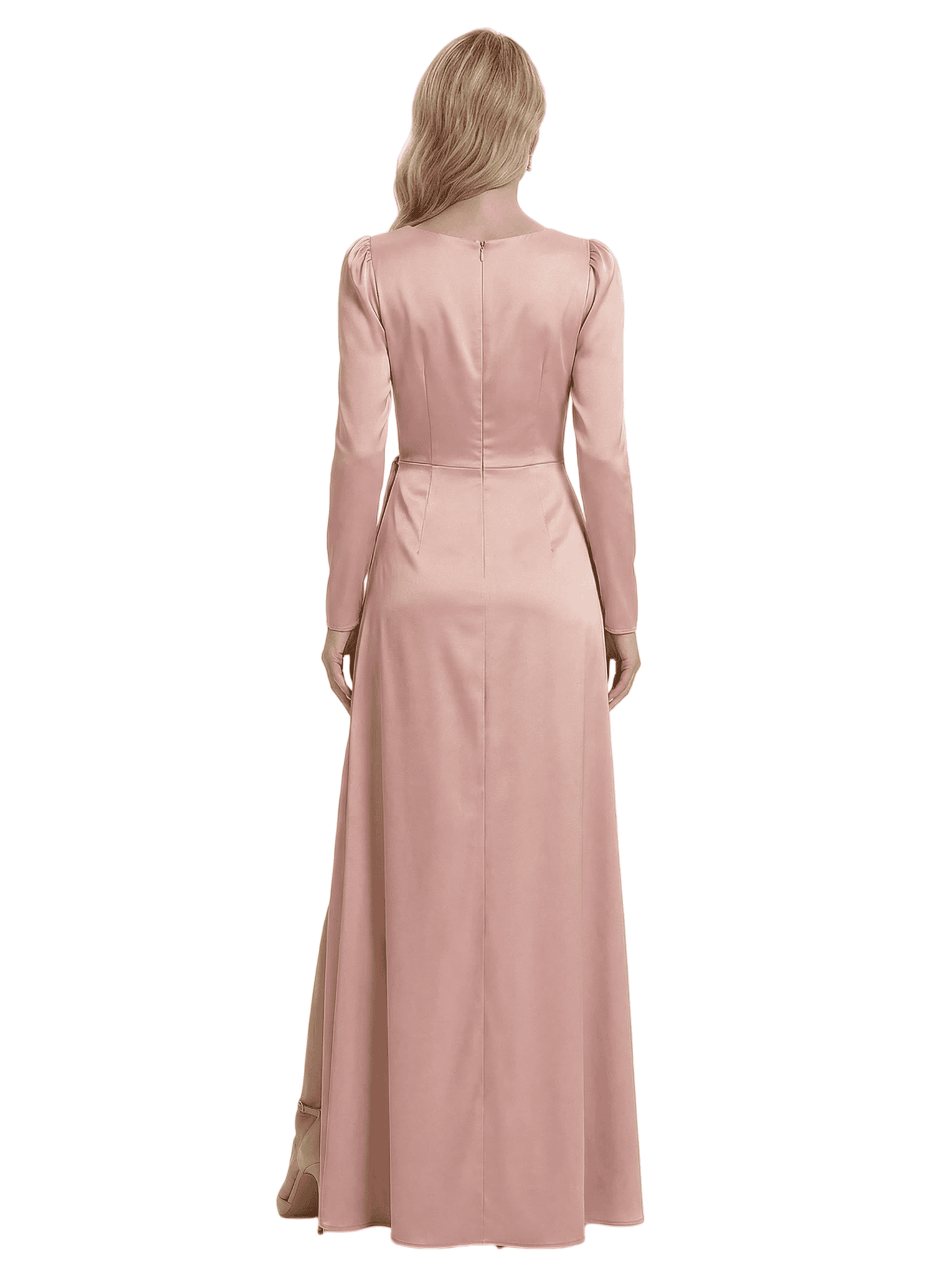 Chic Satin Jewel Mother Of The Groom Dress Long Sleeve Side Slit Mermaid Elegant Evening Gown