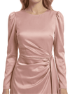 Chic Satin Jewel Mother Of The Groom Dress Long Sleeve Side Slit Mermaid Elegant Evening Gown