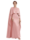 Elegant Boat Neck Satin Sheath Mother Of The Bride Dresses With Cape
