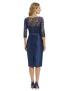 Chicsew Classy Tea-Length 3/4 Sleeves Satin Mother Of The Bride Dress With Illusion Lace Bodice