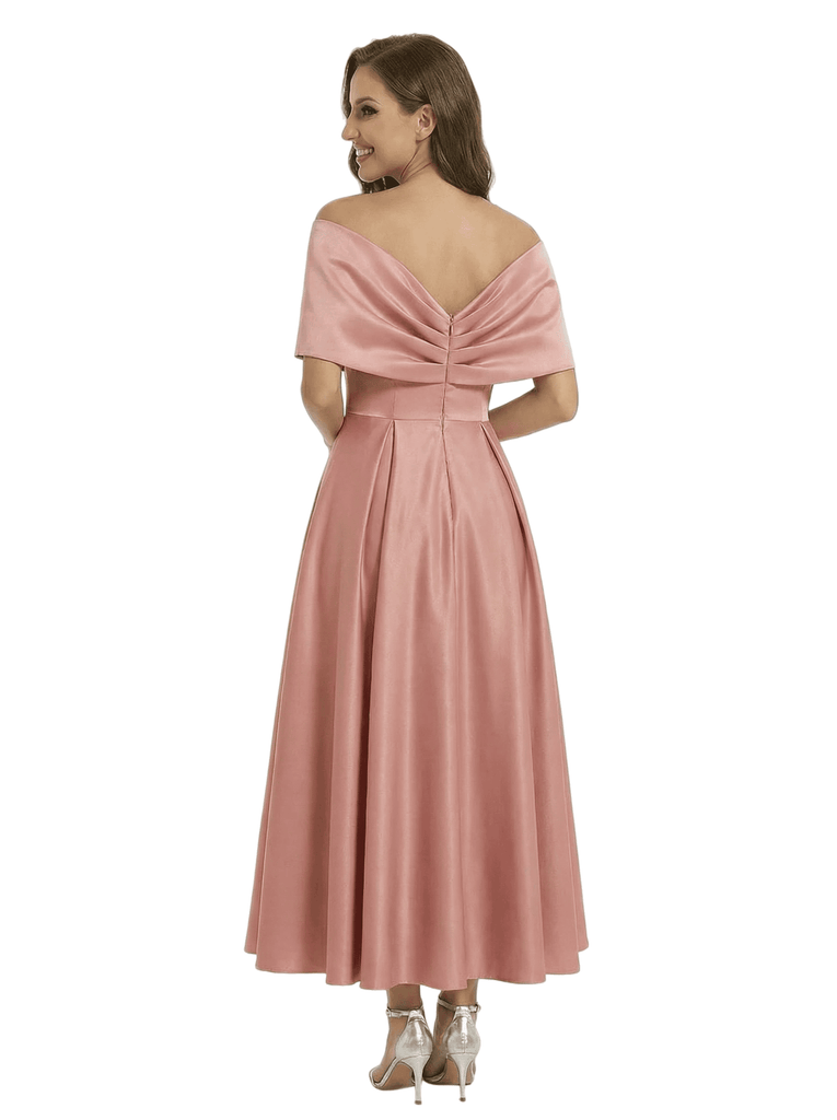 Beautiful Off Shoulder Satin Ankle Length Mother of The Bride Dresses