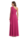 Elegant Mother of The Bride Dress Unique One-Shoulder Bow Chiffon Pleated Long A-Line Formal Gown
