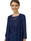 Classy 3/4 Sleeves Tea-Length Chiffon Mother Of The Bride Dress With Jacket