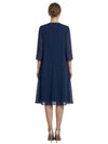 Classy 3/4 Sleeves Tea-Length Chiffon Mother Of The Bride Dress With Jacket