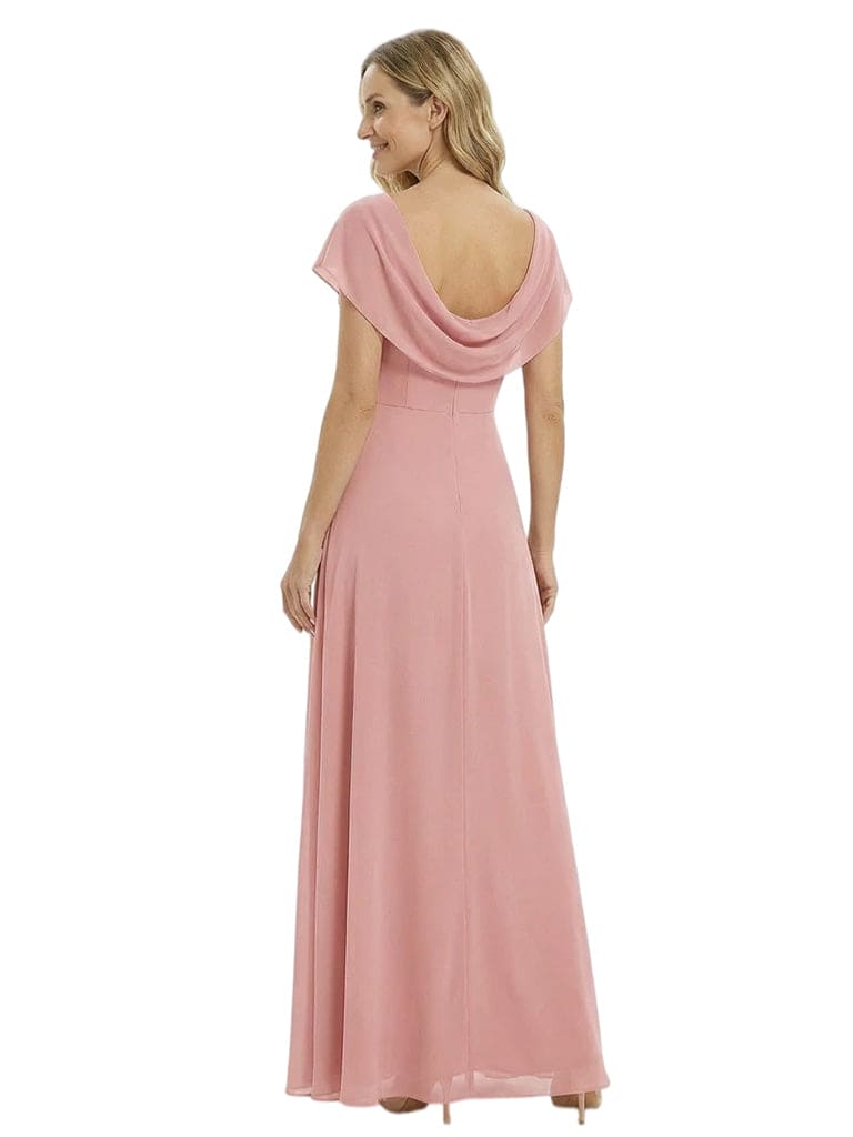 Unique Off Shoulder Ruffles Side Slit Floor-Length Chiffon Mother Of The Bride Dress