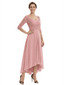 Chicsew Elegant V-Neck Lace Appliques High-Low A-Line Chiffon Mother of The Bride Dress
