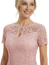 Beautiful Short Sleeves Lace Top A-Line Floor-Length Chiffon Mother Of The Bride Dress