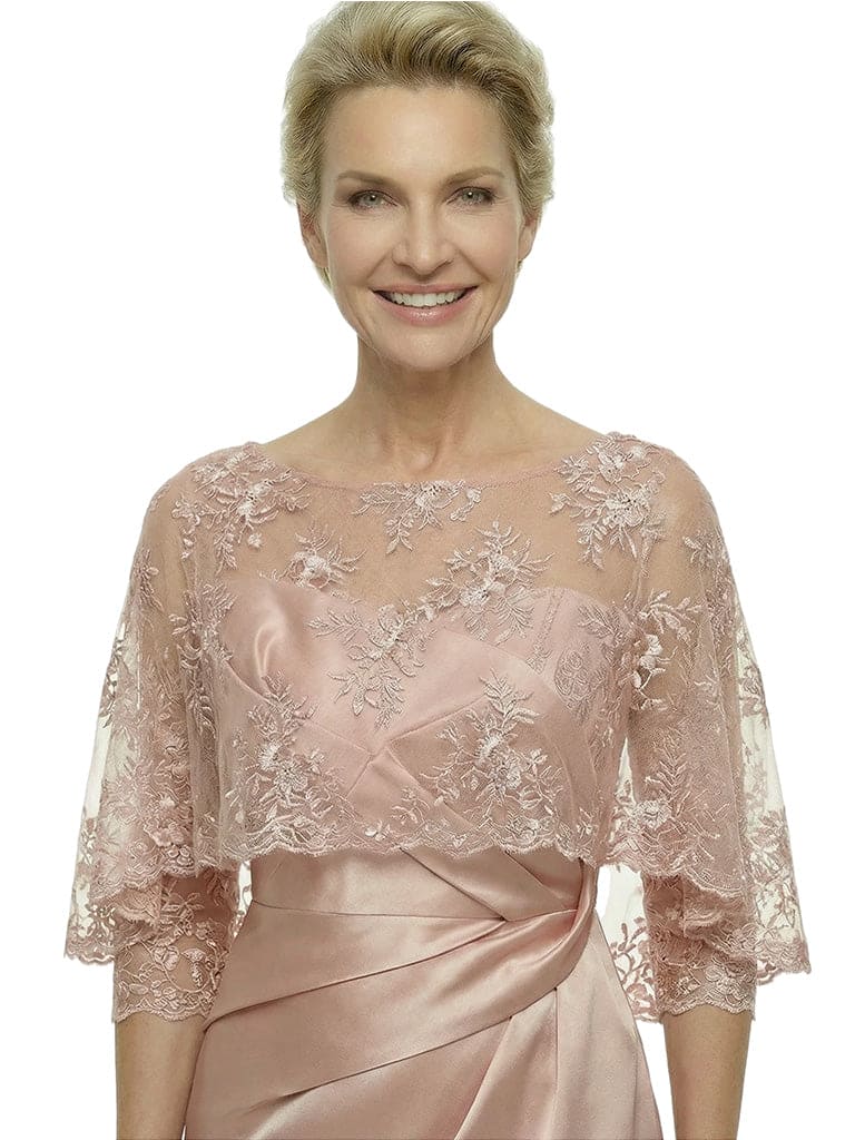 Chicsew Stylish Lace Appliques 3/4 Sleeves Satin Ruffles Mermaid Mother of The Bride Dresses