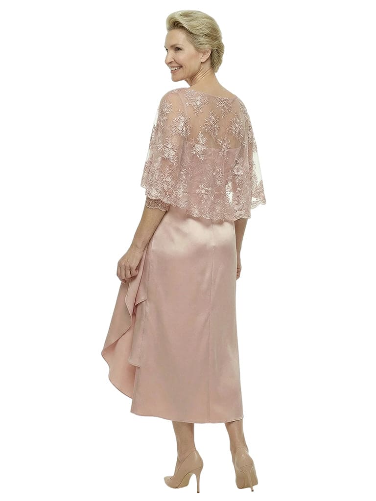 Chicsew Stylish Lace Appliques 3/4 Sleeves Satin Ruffles Mermaid Mother of The Bride Dresses