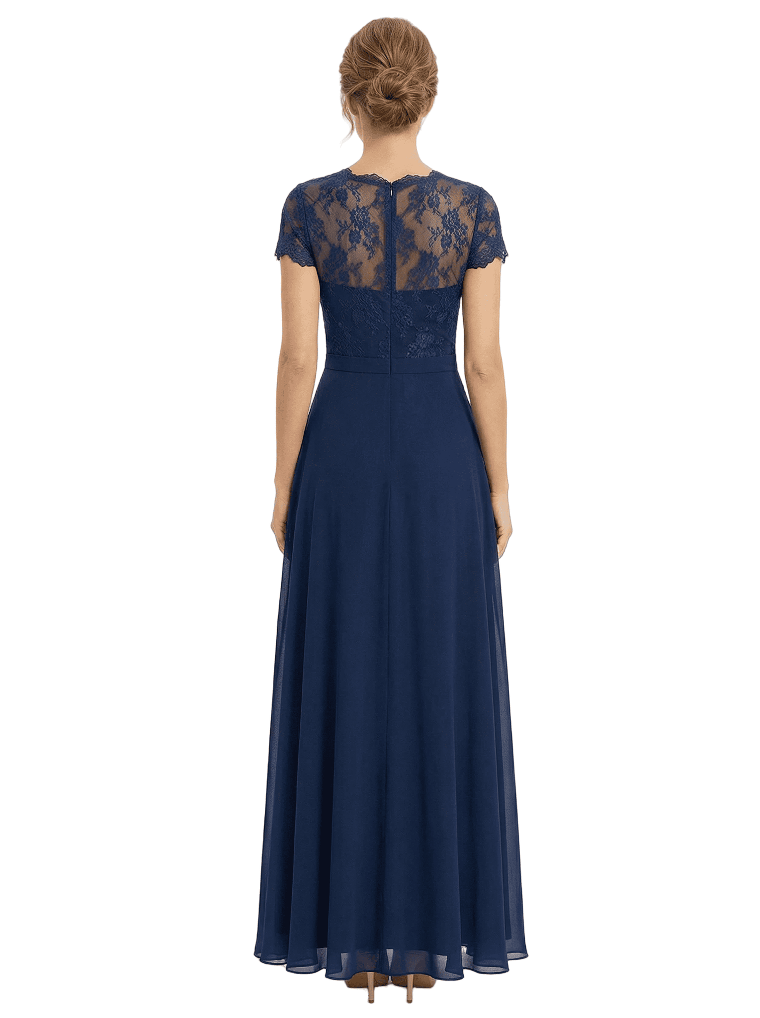 Chicsew Beautiful Sweetheart Cap Sleeves Lace Applique Chiffon A-Line Mother Of The Bride Gown