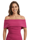 Chicsew Fancy Crepe Off The Shoulder Sheath Ruched Midi Mother Of The Groom Dresses