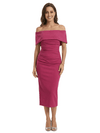 Chicsew Fancy Crepe Off The Shoulder Sheath Ruched Midi Mother Of The Groom Dresses