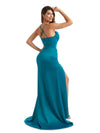 Sexy Side Split Spaghetti Straps Mermaid Satin Modern Long Bridesmaid Gowns Online