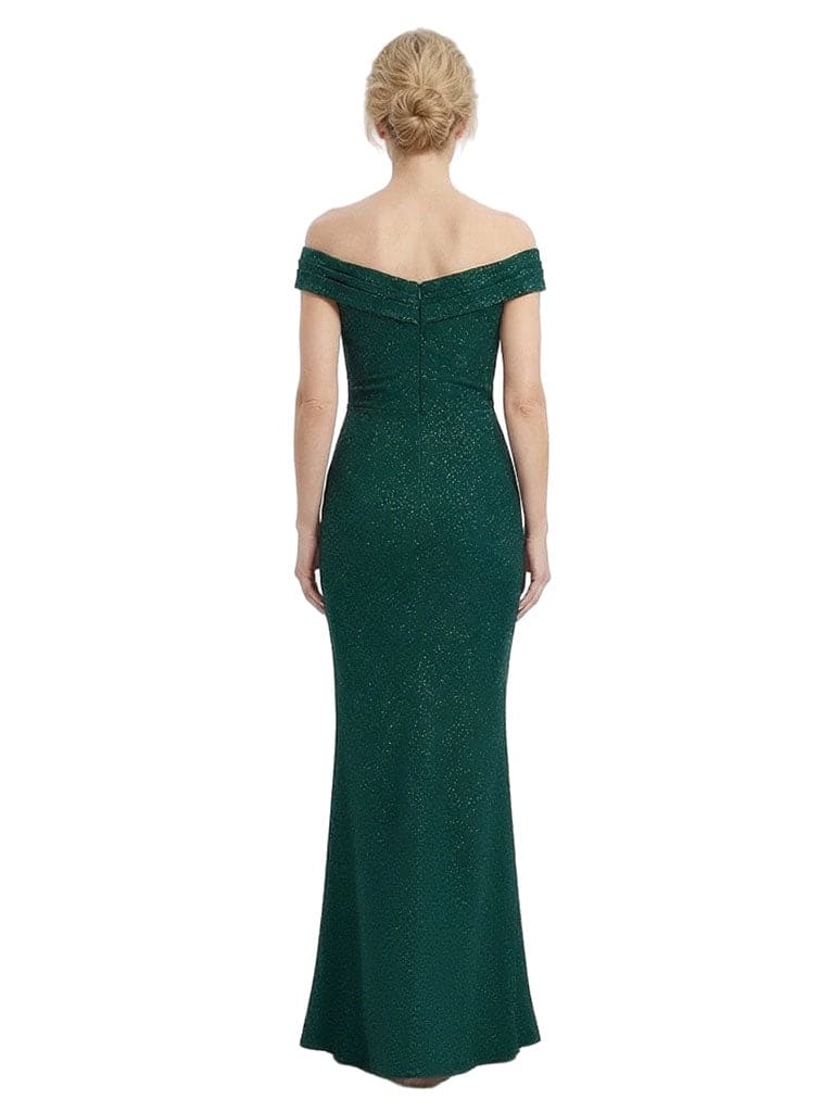 Elegant Off Shoulder V-Neck Mermaid Glitter Jersey Floor-Length Mother Of The Bride Dresses