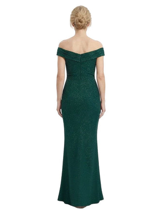Elegant Off Shoulder V-Neck Mermaid Glitter Jersey Floor-Length Mother Of The Bride Dresses