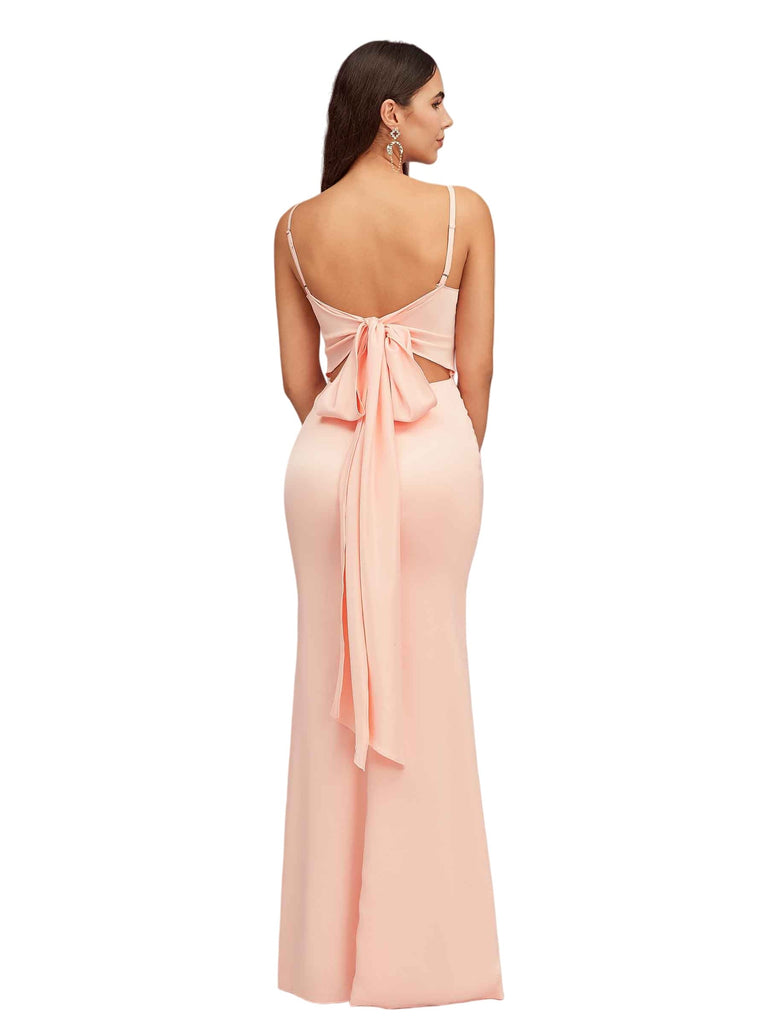 Sexy Spaghetti Straps Mermaid Soft Satin Simple Floor Length Bridesmaid Dresses Online