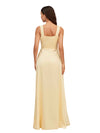Sexy Deep V-Neck Soft Satin A-Line Long Bridesmaid Dresses Online