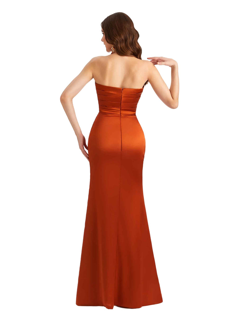 Sexy Silky Satin Sweetheart Side Split Mermaid Floor Length Bridesmaid Dresses Online