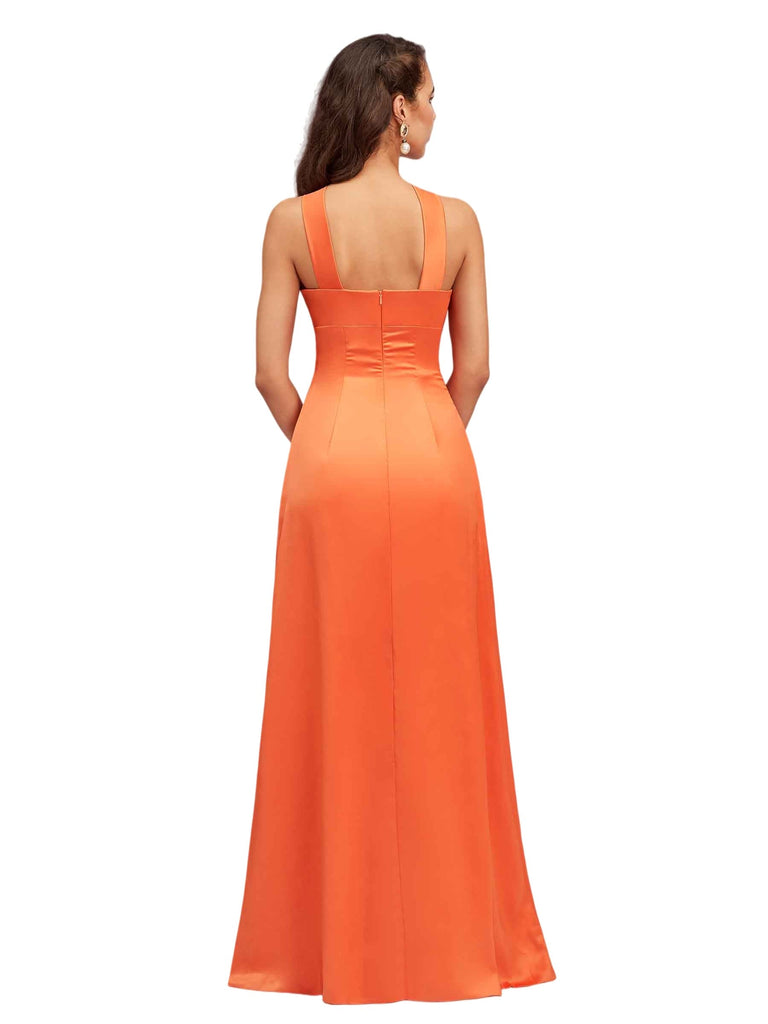 Sexy A-Line Spaghetti Straps Soft Satin Floor-Length Beauty Bridesmaid Dresses Online