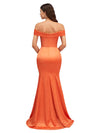 Sexy Off The Shoulder Mermaid Satin Long Bridesmaid Dresses Online With Bow