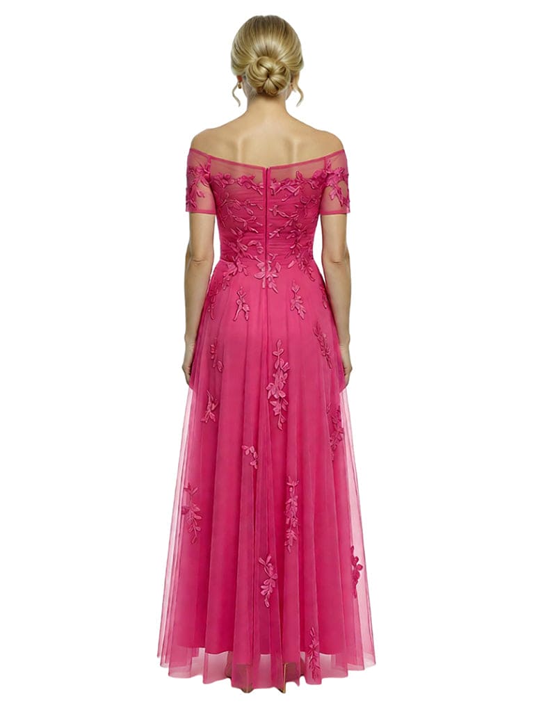 Chicsew Exquisite Off the Shoulder A-Line Chiffon Mother Of The Groom Dress With Lace Appliques