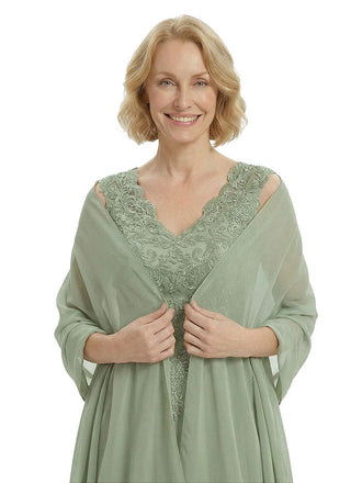 Elegant V-Neck Lace Applique Sleeveless A-Line Floor-Length Chiffon Mother Of The Bride Dress