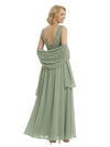 Elegant V-Neck Lace Applique Sleeveless A-Line Floor-Length Chiffon Mother Of The Bride Dress