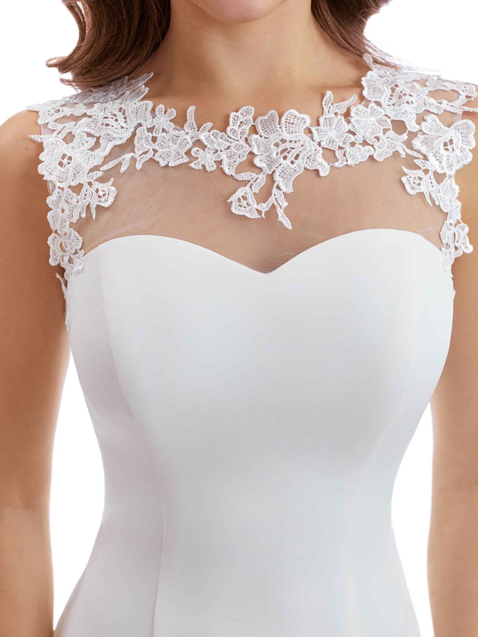 Sexy Side Split Lace Illusion Side Split Mermaid Stretch Crepe Maxi Bridesmaid Dresses UK