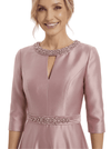 Chicsew Sophisticated 3/4 Sleeves Beaded A-Line Satin Mother Of The Bride Dress