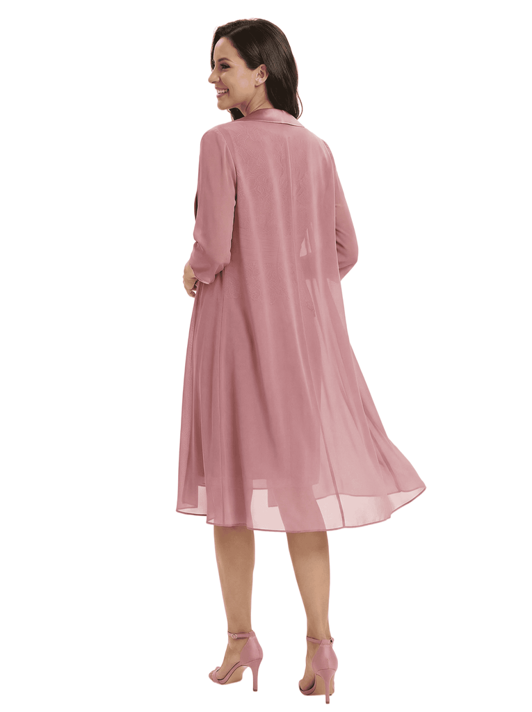 Chicsew Modern Knee-Length Lace Sheath Chiffon Mother Of The Groom Dress With Long Jacket