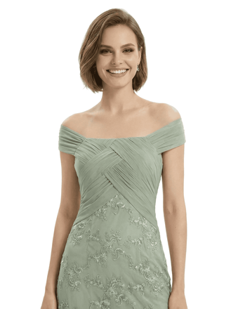 Chicsew Sophisticated Off The Shoulder Chiffon Lace Ruched Maxi Mother Of The Groom Gown