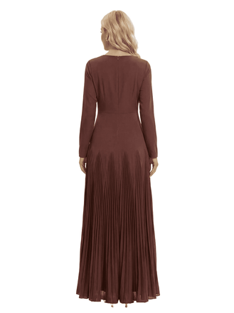 Chicsew Unique Long Sleeves Pleated A-Line Chiffon Mother Of The Groom Formal Gown