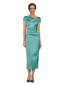 Chicsew Classy Asymmetrical Neck Cap Sleeves Satin Ankle-Length Sheath Mother Of The Bride Dress