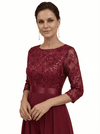 Chicsew Unique Lace Appliques 3/4 Sleeves Mother Of The Bride Jumpsuit With Train